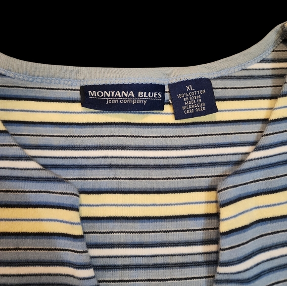 Vintage Montana Blue Jeans Company Womens XL Striped Sleeveless V-Neck - Picture 6 of 11